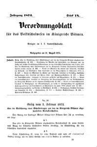 Verordnungsblatt für das Volksschulwesen im Königreiche Böhmen 18740831 Seite: 1