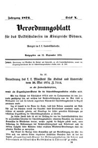 Verordnungsblatt für das Volksschulwesen im Königreiche Böhmen 18740915 Seite: 1