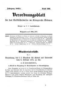 Verordnungsblatt für das Volksschulwesen im Königreiche Böhmen 18750331 Seite: 1