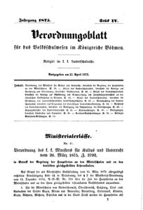 Verordnungsblatt für das Volksschulwesen im Königreiche Böhmen 18750422 Seite: 1