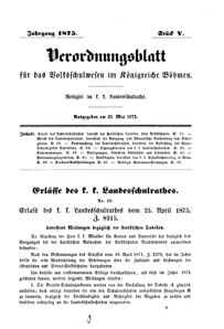 Verordnungsblatt für das Volksschulwesen im Königreiche Böhmen 18750525 Seite: 1