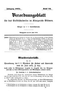 Verordnungsblatt für das Volksschulwesen im Königreiche Böhmen 18750630 Seite: 1