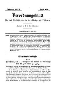 Verordnungsblatt für das Volksschulwesen im Königreiche Böhmen 18750731 Seite: 1