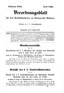 Verordnungsblatt für das Volksschulwesen im Königreiche Böhmen 18750831 Seite: 1