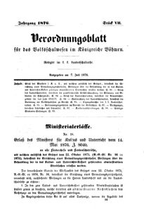 Verordnungsblatt für das Volksschulwesen im Königreiche Böhmen 18760707 Seite: 1