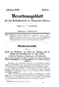 Verordnungsblatt für das Volksschulwesen im Königreiche Böhmen 18760905 Seite: 1