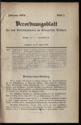 Verordnungsblatt für das Volksschulwesen im Königreiche Böhmen 18770131 Seite: 1