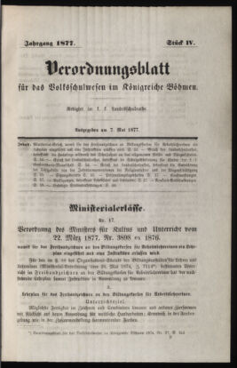 Verordnungsblatt für das Volksschulwesen im Königreiche Böhmen 18770507 Seite: 1