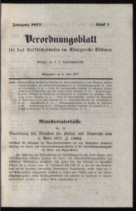 Verordnungsblatt für das Volksschulwesen im Königreiche Böhmen 18770604 Seite: 1