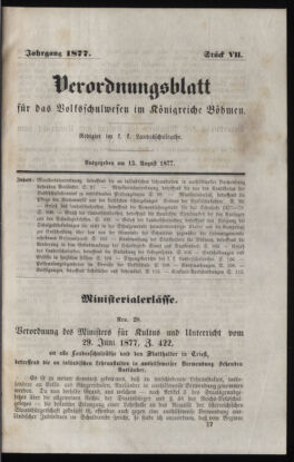 Verordnungsblatt für das Volksschulwesen im Königreiche Böhmen 18770813 Seite: 1