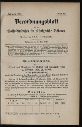 Verordnungsblatt für das Volksschulwesen im Königreiche Böhmen 18780413 Seite: 1