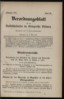 Verordnungsblatt für das Volksschulwesen im Königreiche Böhmen 18780518 Seite: 1