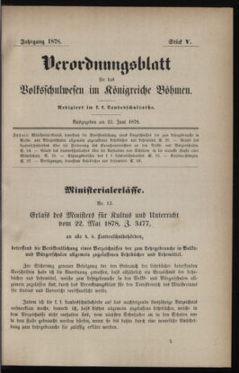 Verordnungsblatt für das Volksschulwesen im Königreiche Böhmen 18780623 Seite: 1