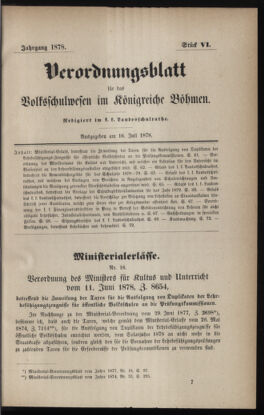 Verordnungsblatt für das Volksschulwesen im Königreiche Böhmen 18780716 Seite: 1