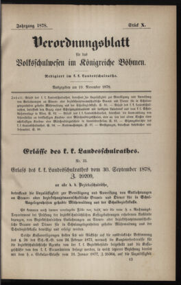 Verordnungsblatt für das Volksschulwesen im Königreiche Böhmen 18781119 Seite: 1