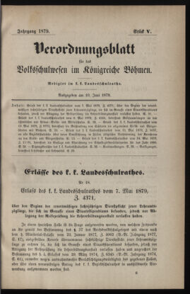 Verordnungsblatt für das Volksschulwesen im Königreiche Böhmen 18790610 Seite: 1