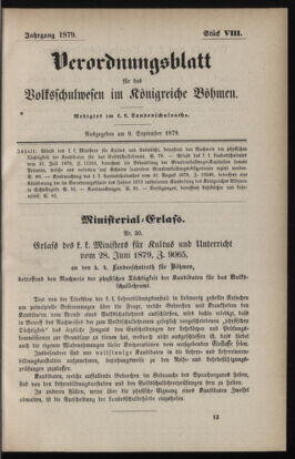 Verordnungsblatt für das Volksschulwesen im Königreiche Böhmen 18790909 Seite: 1