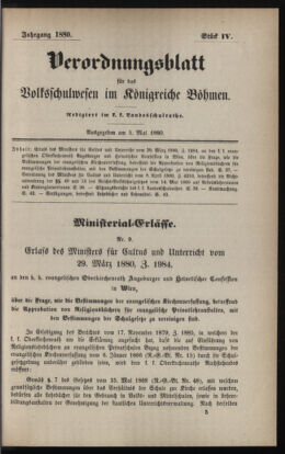 Verordnungsblatt für das Volksschulwesen im Königreiche Böhmen 18800505 Seite: 1