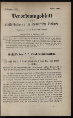 Verordnungsblatt für das Volksschulwesen im Königreiche Böhmen 18800901 Seite: 1