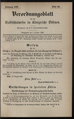 Verordnungsblatt für das Volksschulwesen im Königreiche Böhmen 18801005 Seite: 1