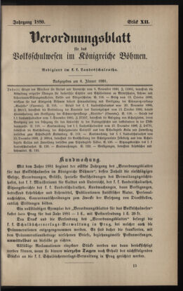 Verordnungsblatt für das Volksschulwesen im Königreiche Böhmen 18810106 Seite: 1