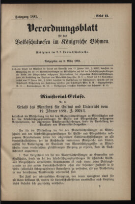 Verordnungsblatt für das Volksschulwesen im Königreiche Böhmen 18810309 Seite: 1