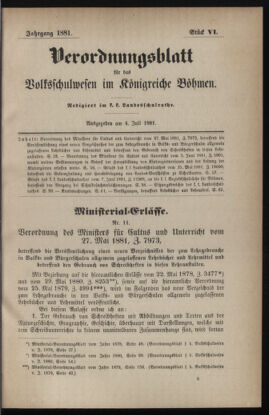 Verordnungsblatt für das Volksschulwesen im Königreiche Böhmen 18810704 Seite: 1