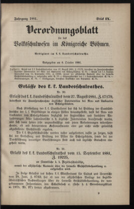 Verordnungsblatt für das Volksschulwesen im Königreiche Böhmen 18811006 Seite: 1