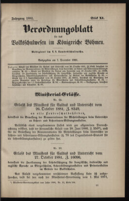 Verordnungsblatt für das Volksschulwesen im Königreiche Böhmen 18811207 Seite: 1