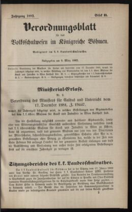 Verordnungsblatt für das Volksschulwesen im Königreiche Böhmen 18820309 Seite: 1