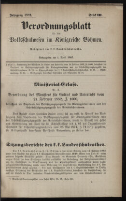 Verordnungsblatt für das Volksschulwesen im Königreiche Böhmen 18820401 Seite: 1