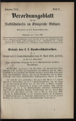 Verordnungsblatt für das Volksschulwesen im Königreiche Böhmen 18820607 Seite: 1