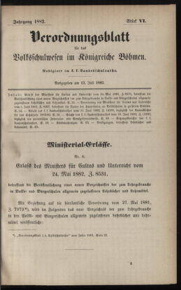 Verordnungsblatt für das Volksschulwesen im Königreiche Böhmen 18820713 Seite: 1