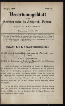 Verordnungsblatt für das Volksschulwesen im Königreiche Böhmen 18821001 Seite: 1