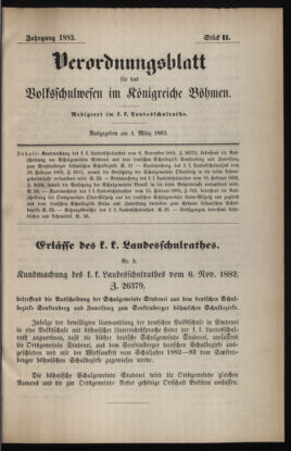 Verordnungsblatt für das Volksschulwesen im Königreiche Böhmen 18830301 Seite: 1