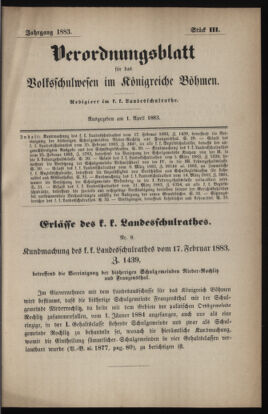 Verordnungsblatt für das Volksschulwesen im Königreiche Böhmen 18830401 Seite: 1