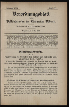 Verordnungsblatt für das Volksschulwesen im Königreiche Böhmen 18830501 Seite: 1