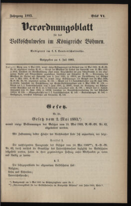 Verordnungsblatt für das Volksschulwesen im Königreiche Böhmen 18830701 Seite: 1