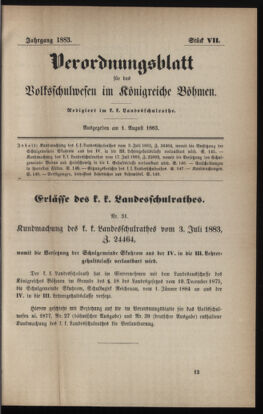 Verordnungsblatt für das Volksschulwesen im Königreiche Böhmen 18830801 Seite: 1