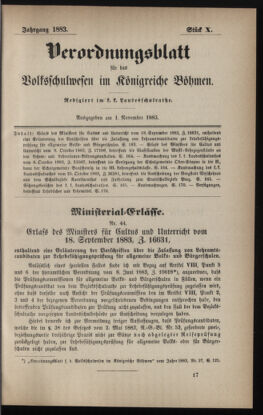 Verordnungsblatt für das Volksschulwesen im Königreiche Böhmen 18831101 Seite: 1