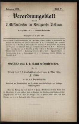 Verordnungsblatt für das Volksschulwesen im Königreiche Böhmen 18840601 Seite: 1