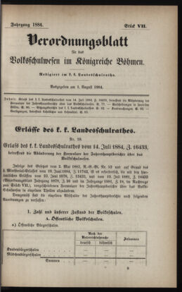 Verordnungsblatt für das Volksschulwesen im Königreiche Böhmen 18840801 Seite: 1