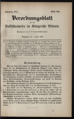 Verordnungsblatt für das Volksschulwesen im Königreiche Böhmen 18850101 Seite: 1