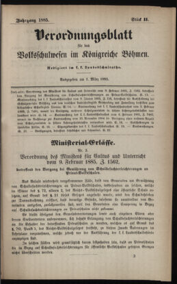 Verordnungsblatt für das Volksschulwesen im Königreiche Böhmen 18850301 Seite: 1