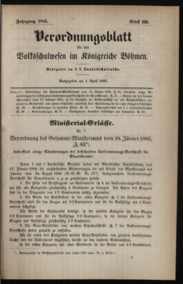 Verordnungsblatt für das Volksschulwesen im Königreiche Böhmen 18850401 Seite: 1