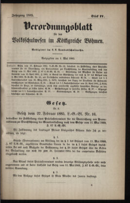 Verordnungsblatt für das Volksschulwesen im Königreiche Böhmen 18850501 Seite: 1