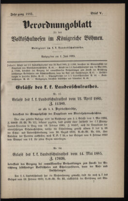 Verordnungsblatt für das Volksschulwesen im Königreiche Böhmen 18850601 Seite: 1