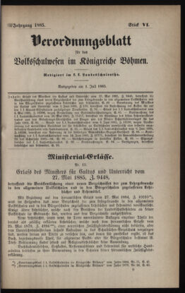 Verordnungsblatt für das Volksschulwesen im Königreiche Böhmen 18850701 Seite: 1