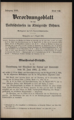 Verordnungsblatt für das Volksschulwesen im Königreiche Böhmen 18850801 Seite: 1