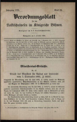 Verordnungsblatt für das Volksschulwesen im Königreiche Böhmen 18851001 Seite: 1